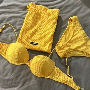 Rare triangl bikini set! Bright yellow, comes with bag. Small bottom small+ top